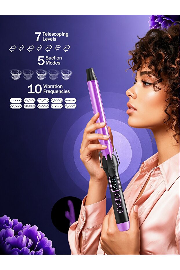 Bubble Hair Curling Iron, Nano Negative Ion Wand for Long-Lasting Soft Curls