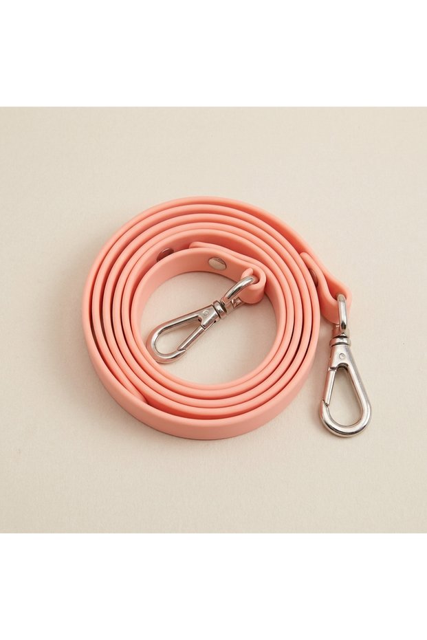 Salmon Color Silicone Dog Collar and Hands-Free Walking Leash Set