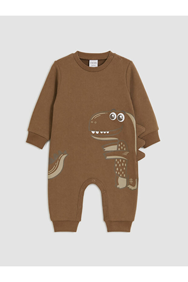 Rmz Gi̇yi̇m Farkiyla Dinosaur Printed Baby Boy Jumpsuit