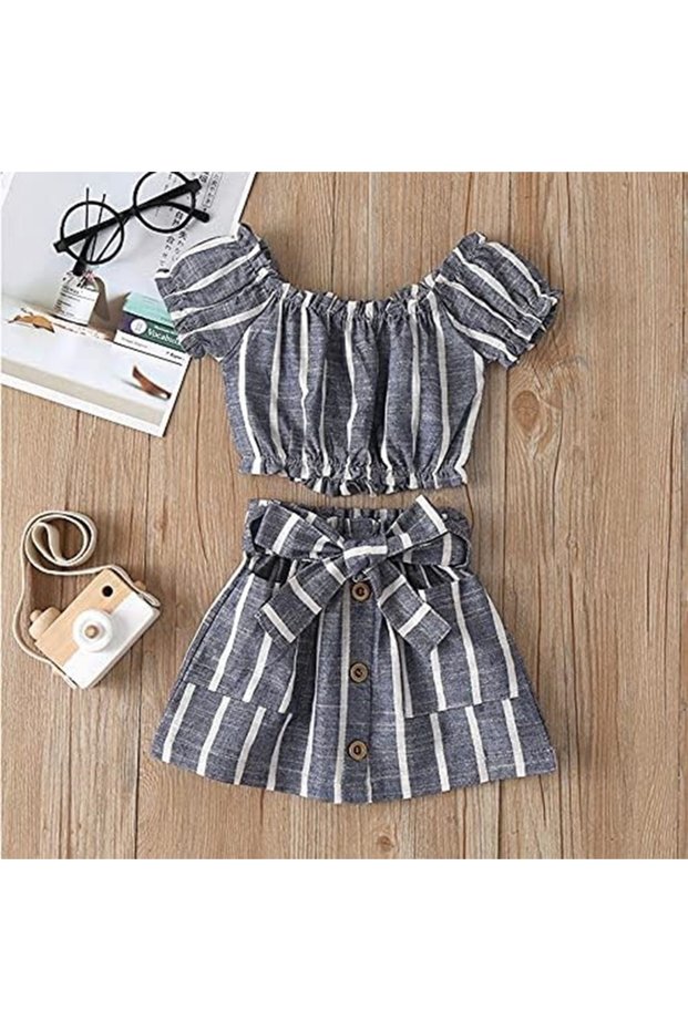 Two-Piece Clothing Set for Girls | 60–72 Months | Maroon | Cotton | Summer Casual Dress
