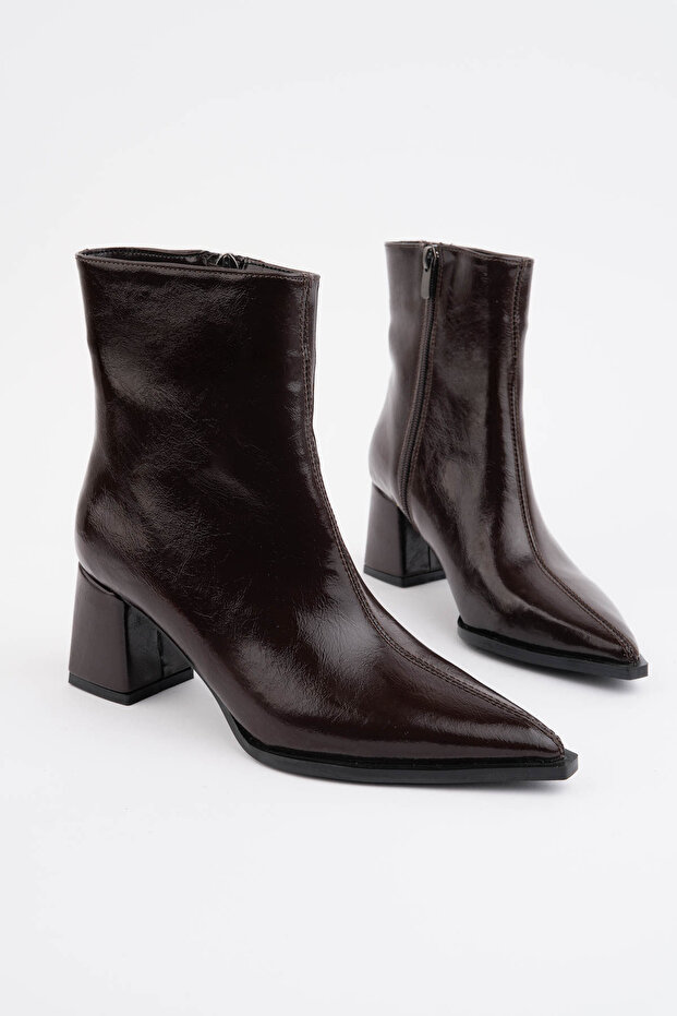 Ayuka Women's Pointed Toe Thick Heeled Stylish Ankle Boots – Modern Design Heel Height 6 cm