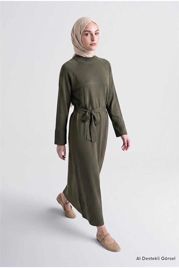 Basic Knitwear Dress Khaki