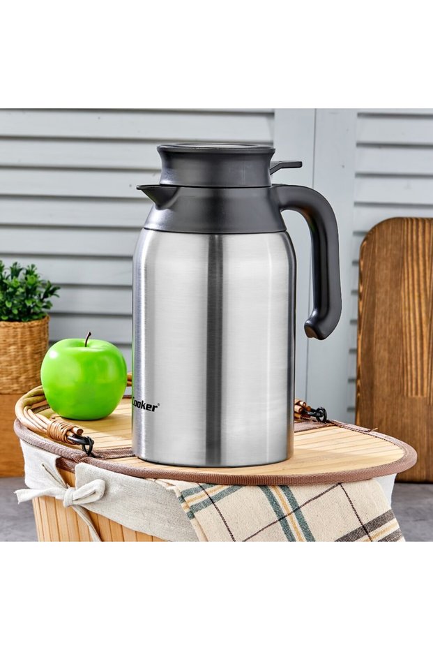 2Lt 304 Steel K Model Thermos Inox Series 12 Hours Hot - 24 Hours Cold Double Sealing Lid (5691)