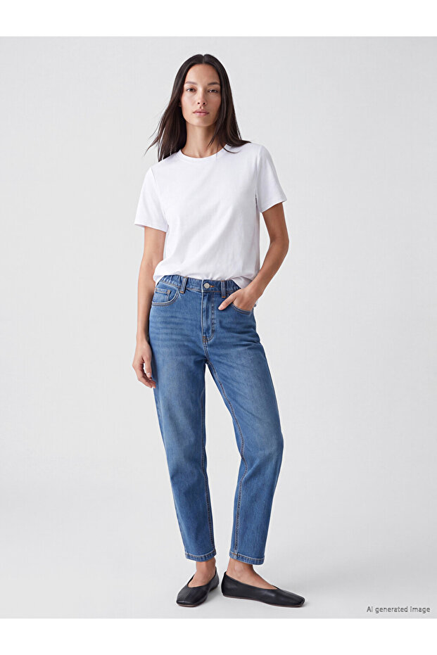 Esvab • Modern & Distinctive High Waist Slim Mom Women's Jean Pants