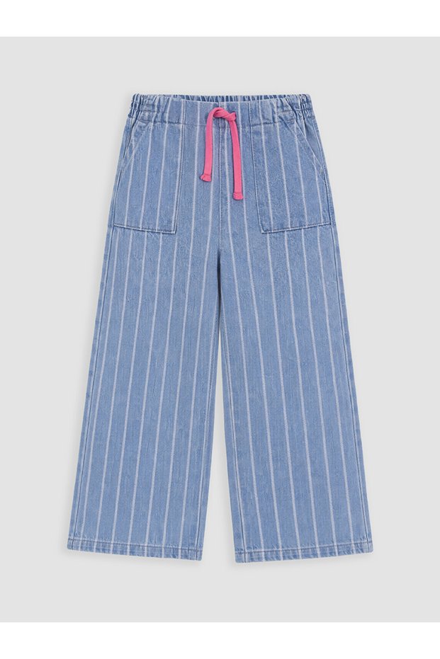 Vizyon New Season Indigo Wideleg Striped Girls' Jean Pants