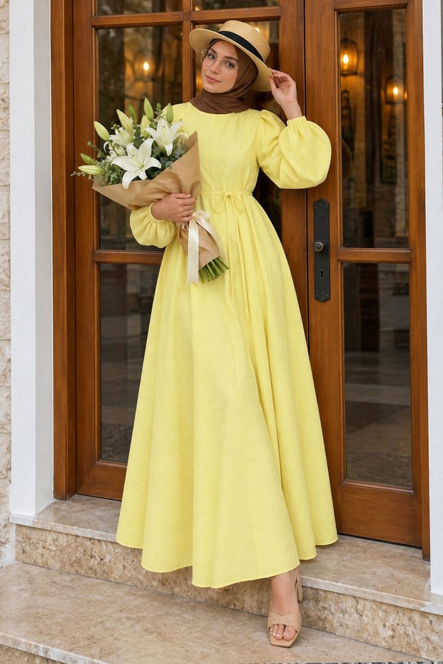 Alya Dress with Stitching Detail Tsd260273 Yellow