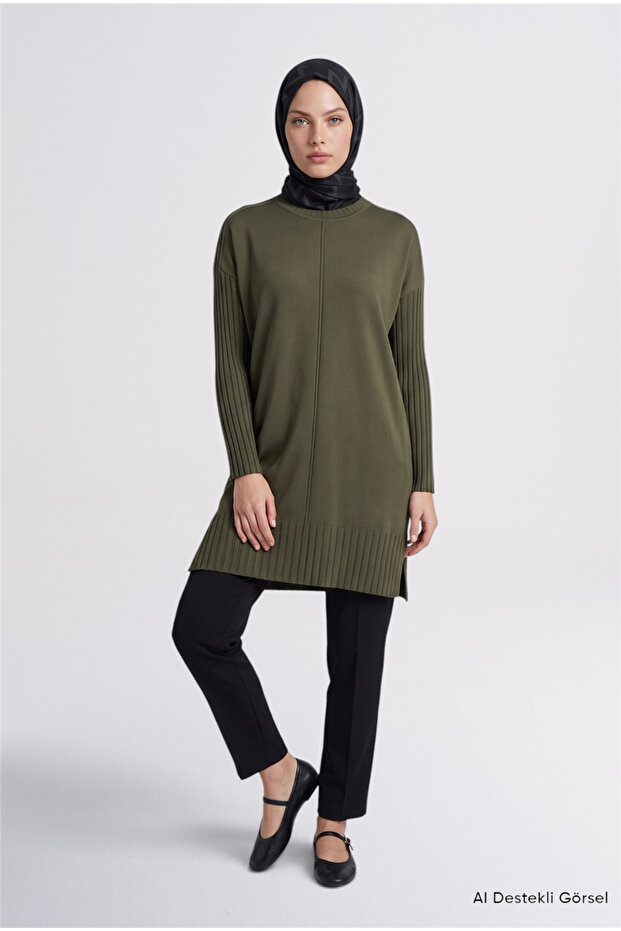 Basic Knitwear Tunic Khaki
