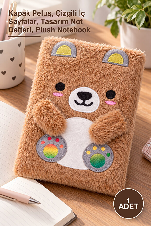 1 Piece Plush Lined Notebook – Plush Cover, Lined Inner Pages, Design Notebook, Plush Notebook