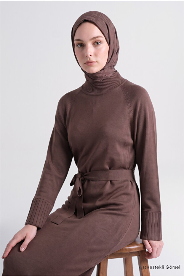 Basic Knitwear Dress Light Brown