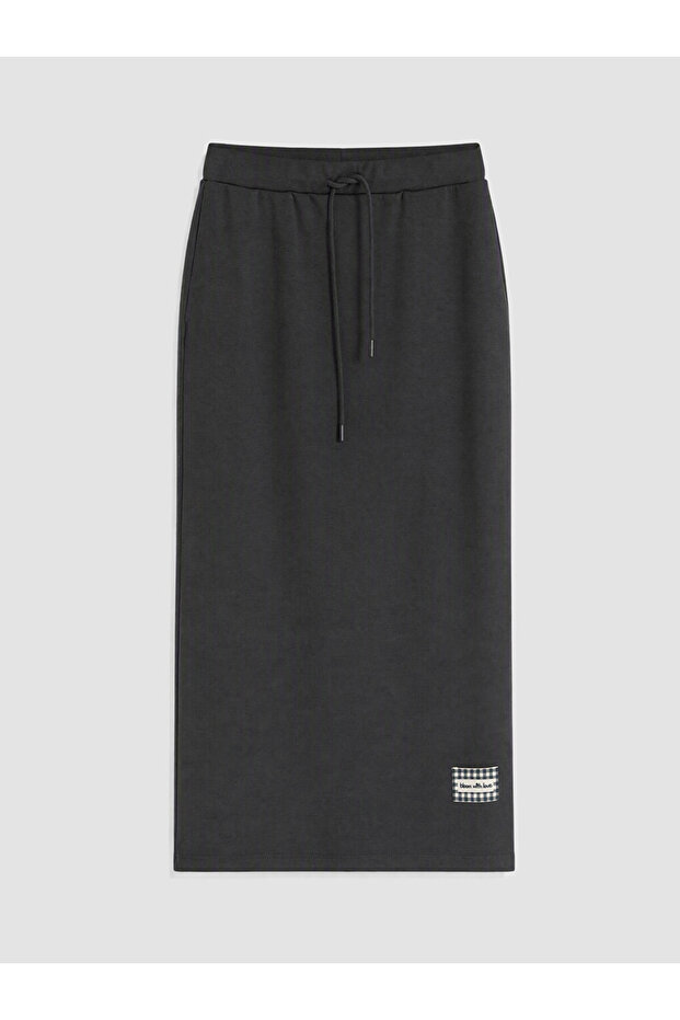 Özmarka New Season Anthracite Soft Touch Skirt with Elastic Waist