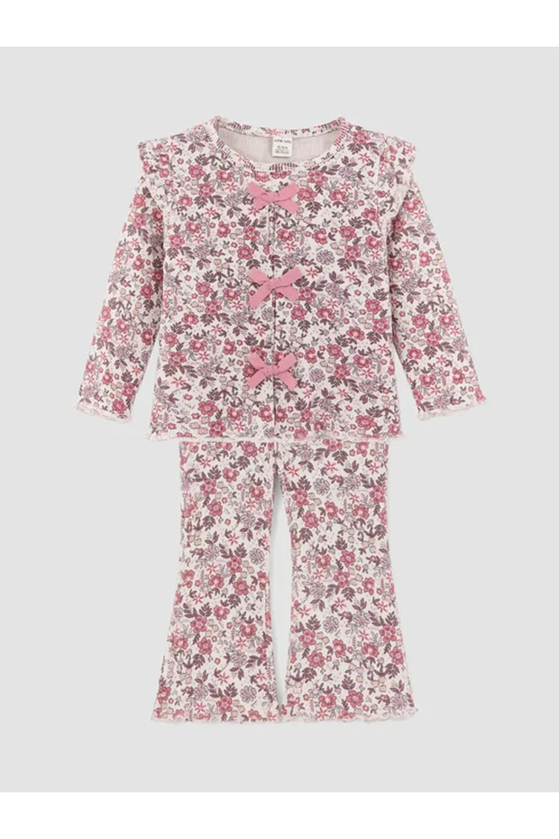 Lcw Baby Ecru Floral Patterned Baby Girl Set