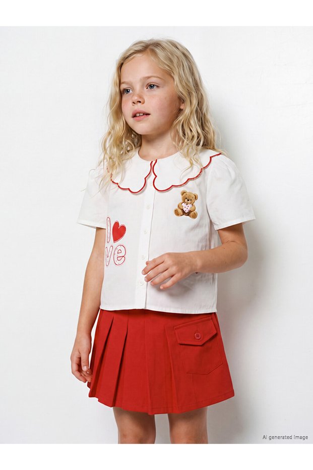 I Bebe Roba Collar Printed Girls' Shirt from Freezen Store