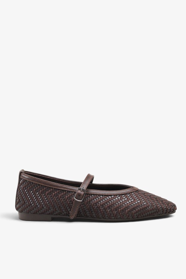 Women's Pointed Toe Strappy Ballerinas Calinas Brown