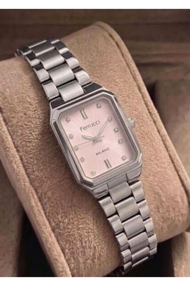 Women's Metal Case Steel Strap Stone Wristwatch with 2 Years Warranty