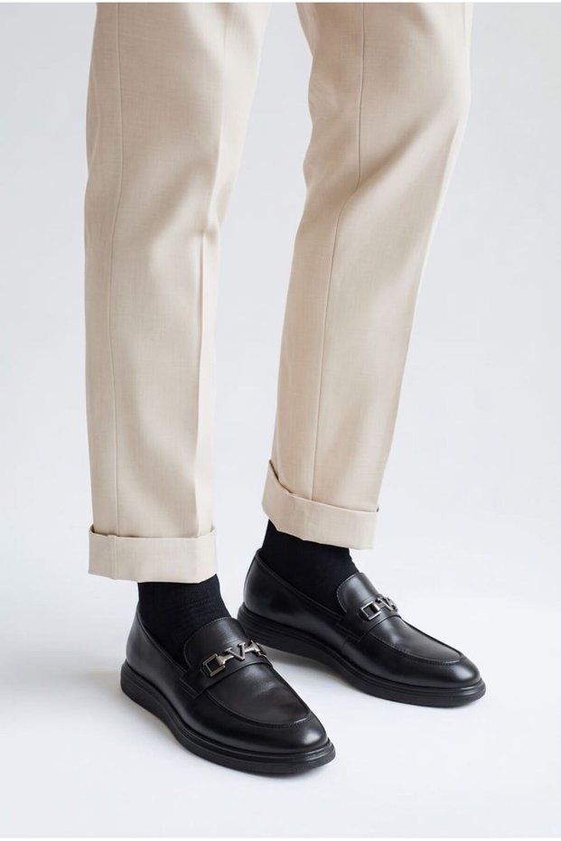 Emr Flat Model Buckle Laceless Men's Shoes