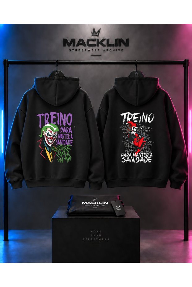 Lover - Friend Couple Combination Joker and Harley Back Printed Special Design Hooded Sweatshirt Set of 2