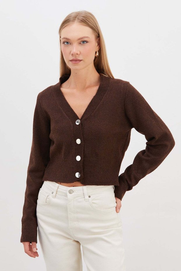 Buttoned V-Neck Knitwear Cardigan