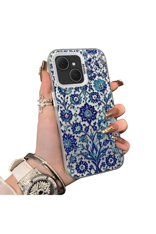 Tecno Spark 40C Compatible Silicone Edge Hard Back Case Phone Case with Porcelain Pattern