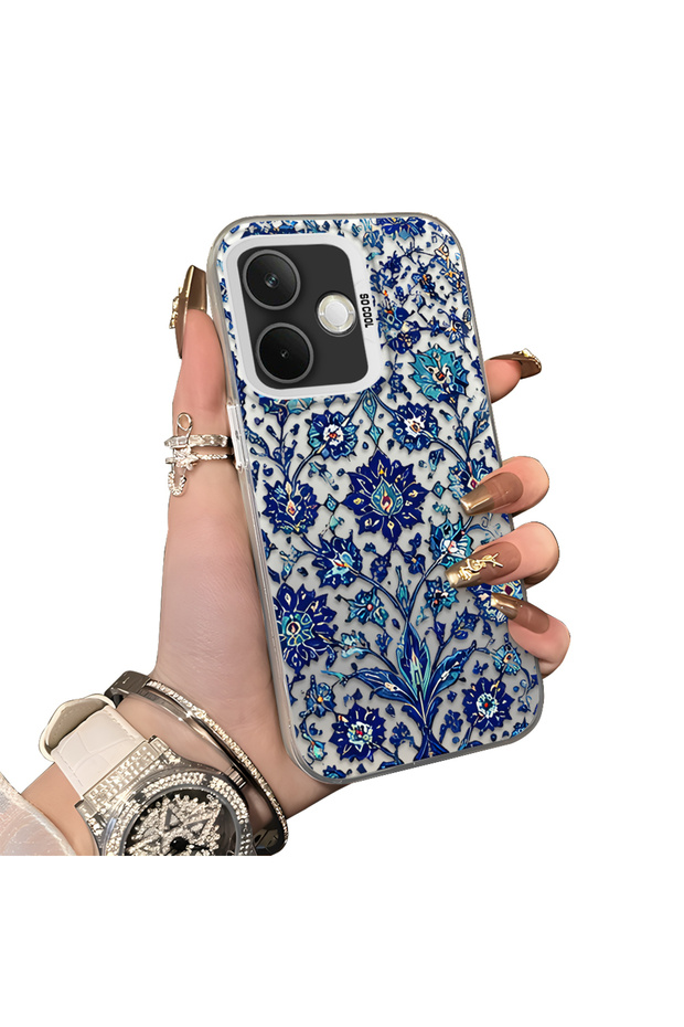 Oppo A5 Pro 5g Compatible Silicone Edge Hard Back Case Phone Case with Iznik Porcelain Pattern
