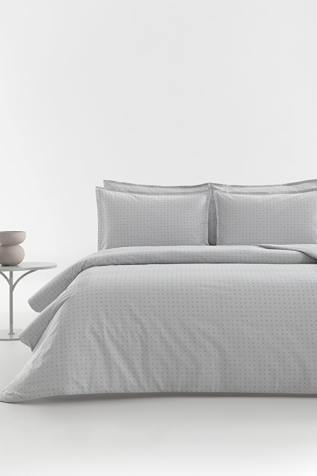 Keops 100% Cotton Double XL Duvet Cover Set - Gray