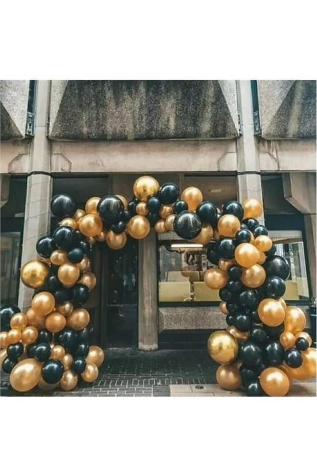 50 Pieces Party Balloons Metallic Gold - Pastel Black - Party Set - Birthday Decorations - Balloon Chain