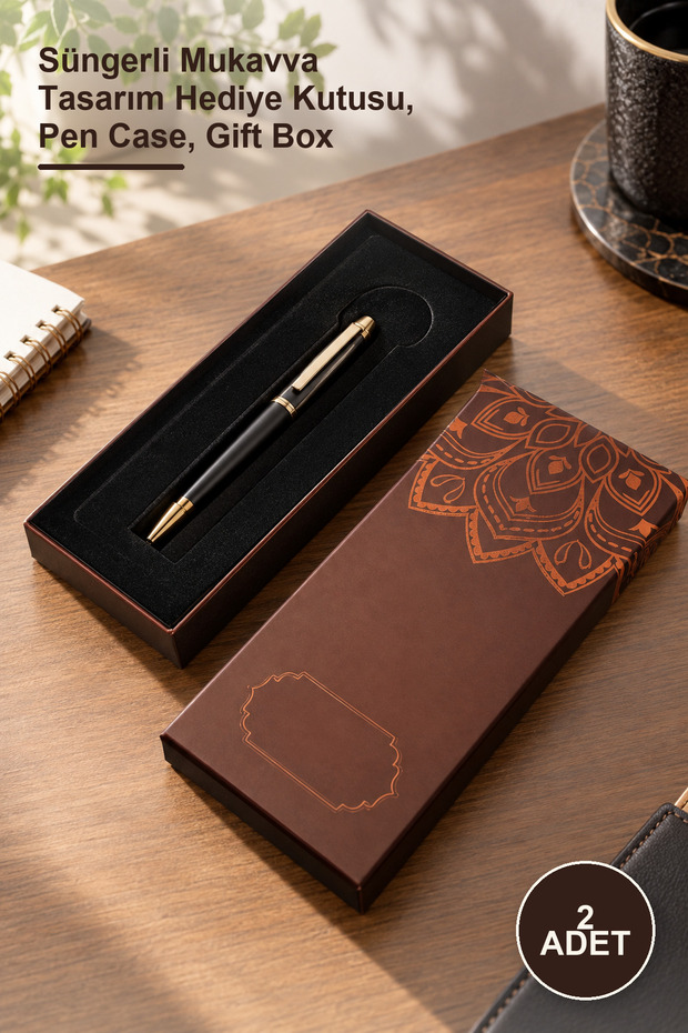 2 Pieces Mandala Patterned Pen and Keychain Box – Cardboard Design Gift Box with Sponge, Pen Case, Gift Box