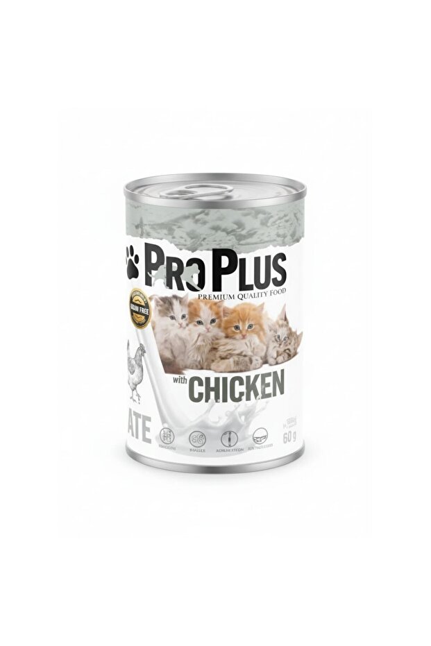 Pro Plus Kitten Premium Grain-Free Chicken Paté Wet Cat Food – 12 Cans × 400g