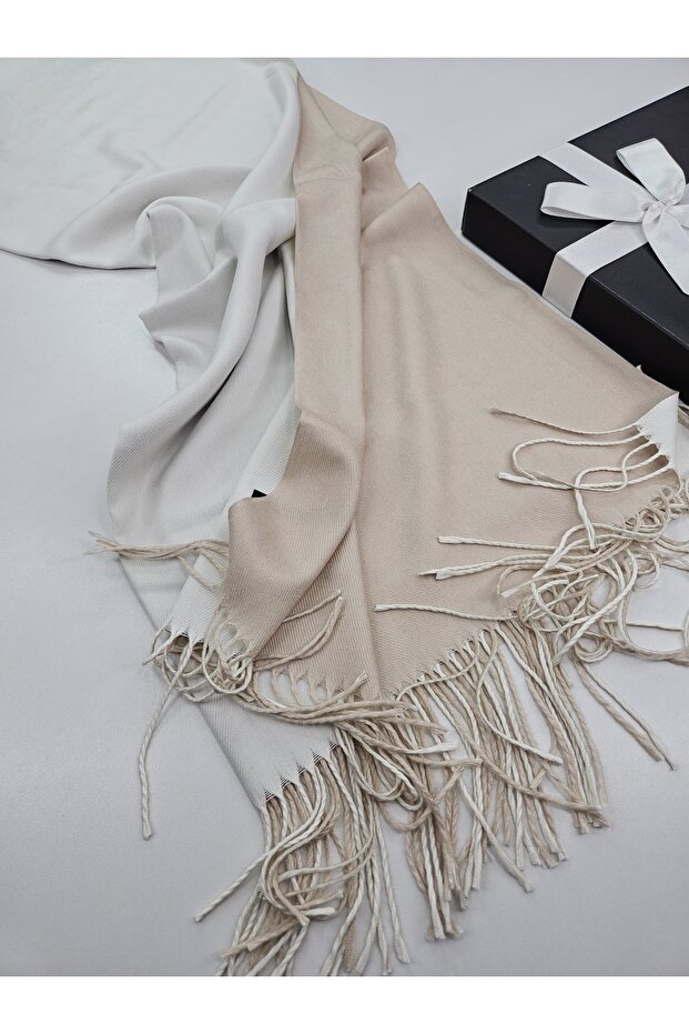 Double-Sided Premium Cashmere Shoulder Shawl & Scarf 70 X 200 cm Double Color Fringed
