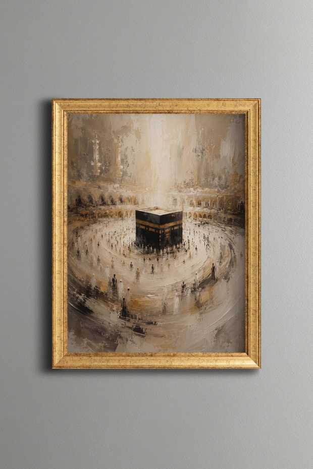 Tawaf in Kaaba - Vintage Patterned Painting - Fine Model