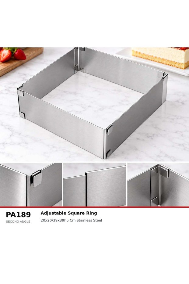 Adjustable Cake Circle Square H5 cm Stainless Steel Cake Mold - 2 Pieces