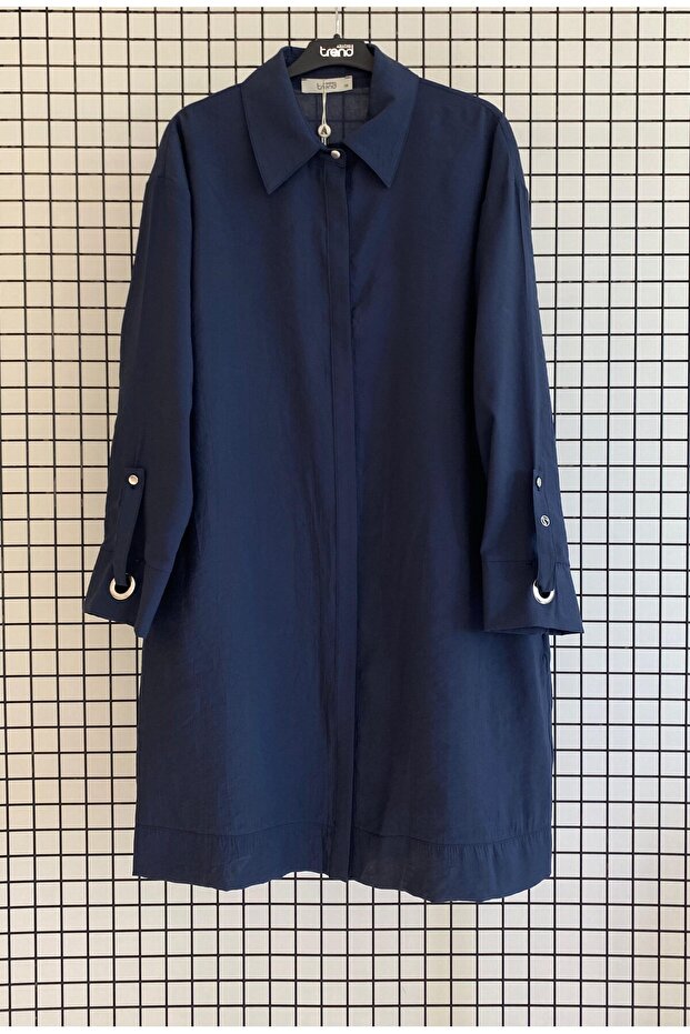 Trendy Modal Fabric Sleeve Detailed Hidden Button Full Fit Tunic