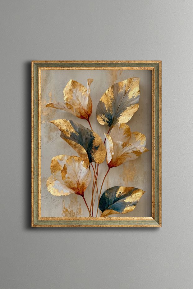Golden Ginkgo Leaves - Vintage Patterned Painting - Fine Model