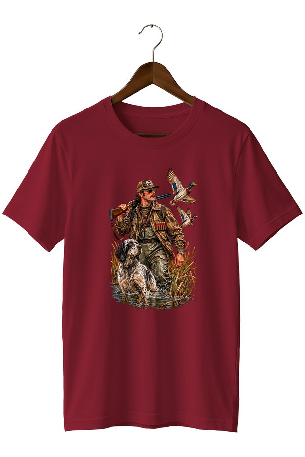 Hunter and Wild Duck Printed Unisex Regular Fit Crew Neck T-Shirt