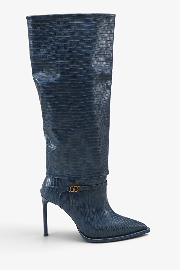Kelasy Women's Accessory Boots - Navy Blue Lizard