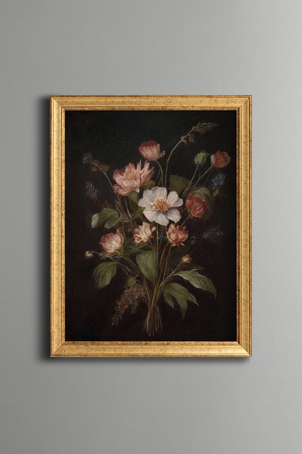 Pastel Wildflower Bouquet - Vintage Patterned Painting - Fine Model