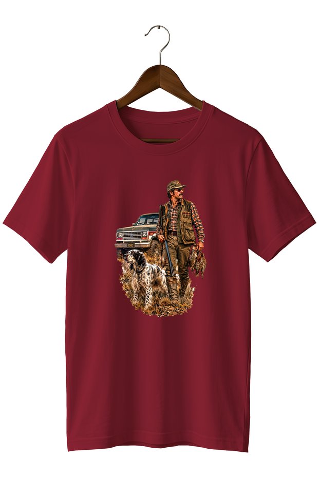 Hunter and Dog Printed Unisex Regular Fit Crew Neck T-Shirt