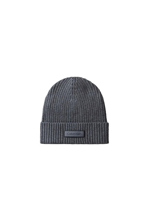 Patch Chunky Rib Cot, P7H Unisex Gray Beanie