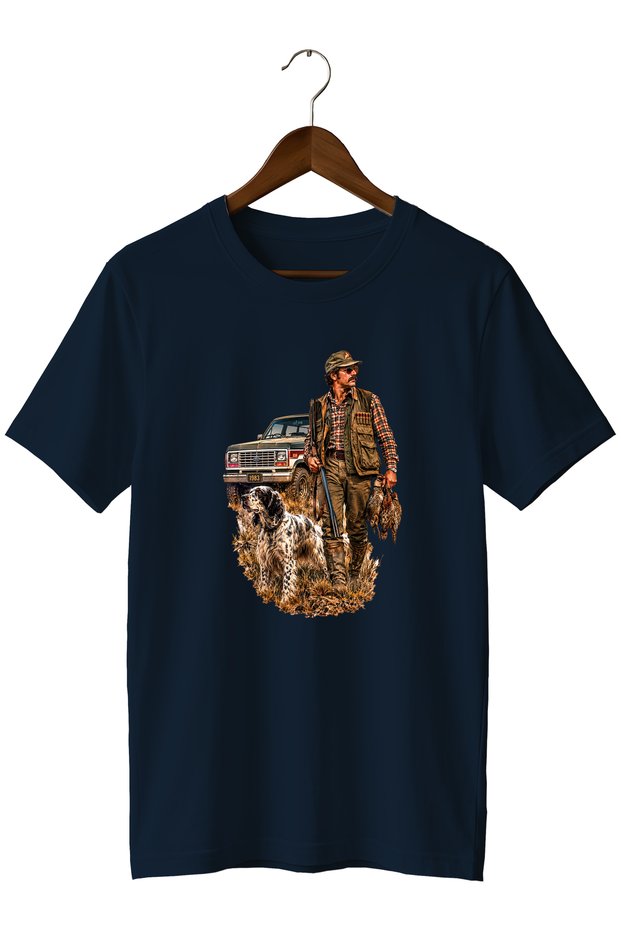 Hunter and Dog Printed Unisex Regular Fit Crew Neck T-Shirt