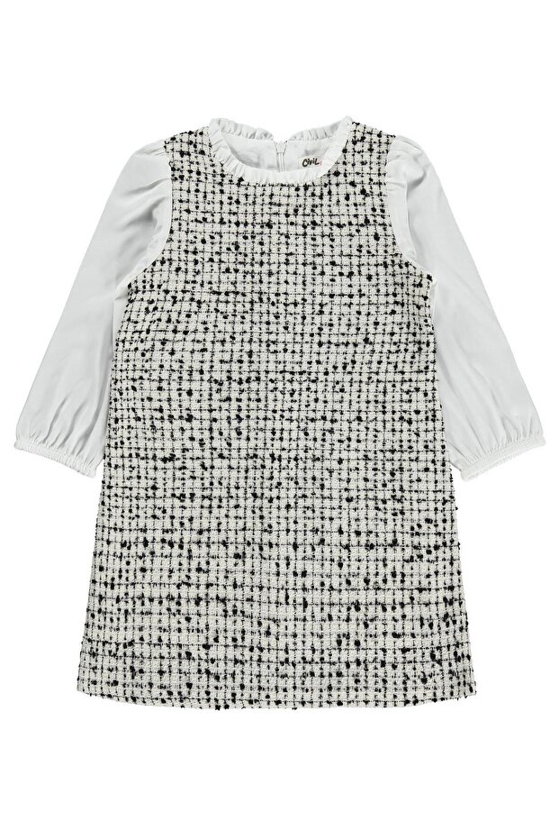 Shirted Tweed Dress for 6-9 Years - Black