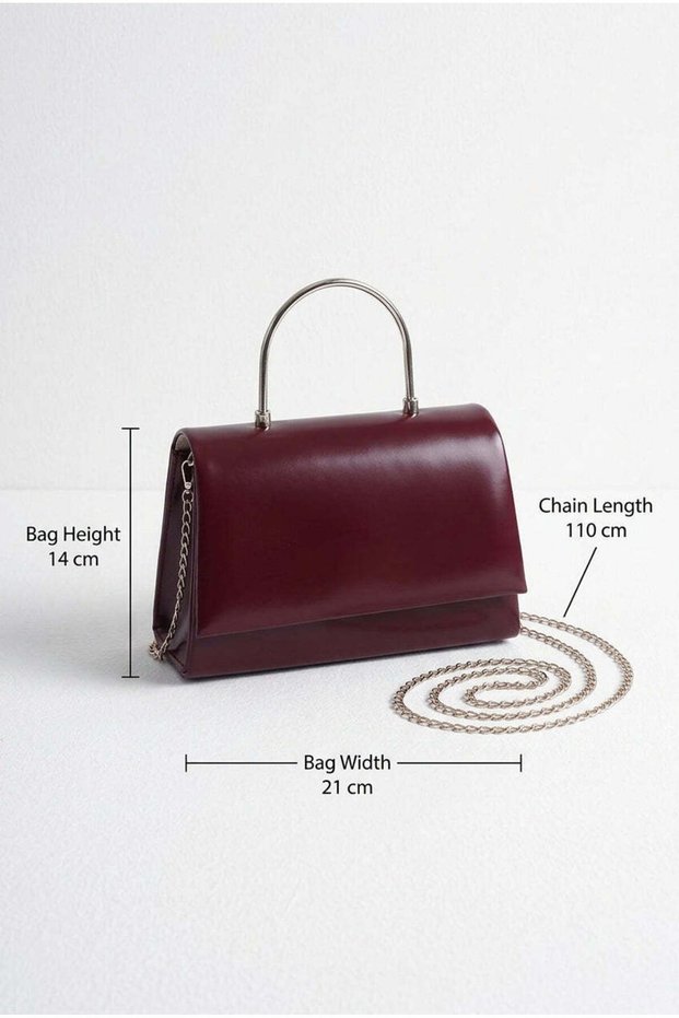 Women's White Metal Handle Chain Strap Shoulder Bag