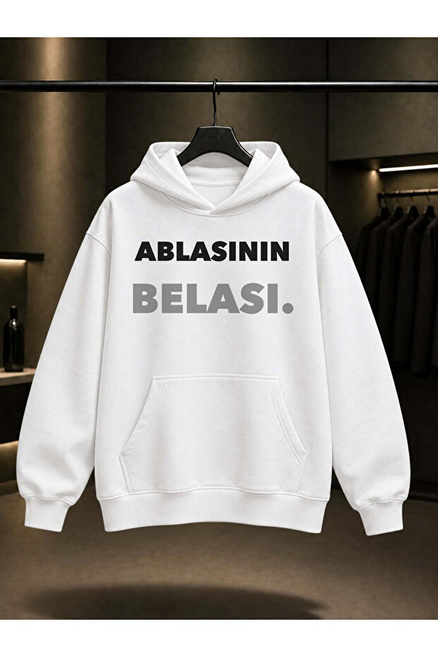 Ablas'In Belası Written Printed Unisex 100% Cotton Hooded Sweatshirt