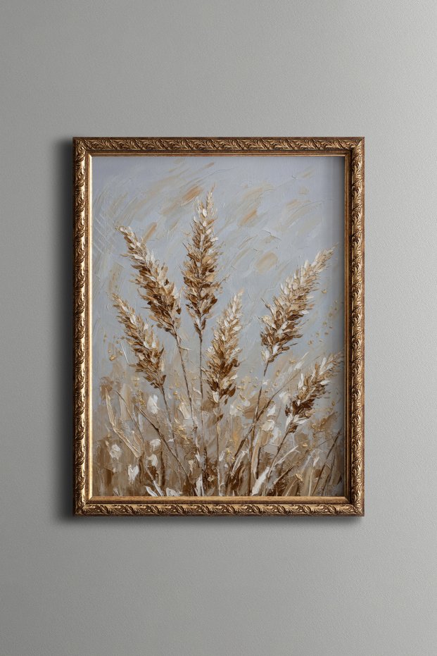 Golden Ornamental Herbs - Vintage Patterned Painting - Fine Model