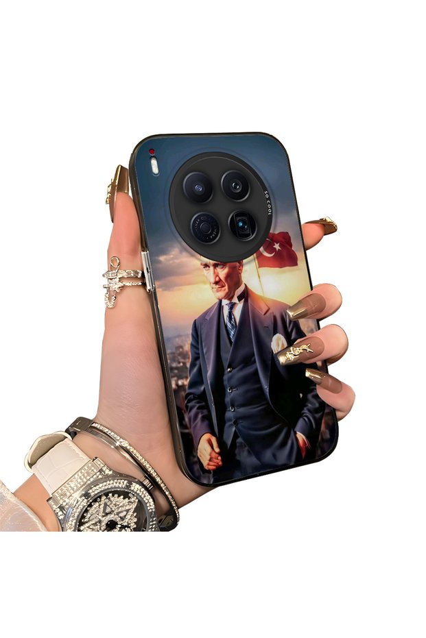 Tecno Camon 40 Premier 5g Compatible Silicone Edge Hard Back Case Ataturk Pattern Phone Case