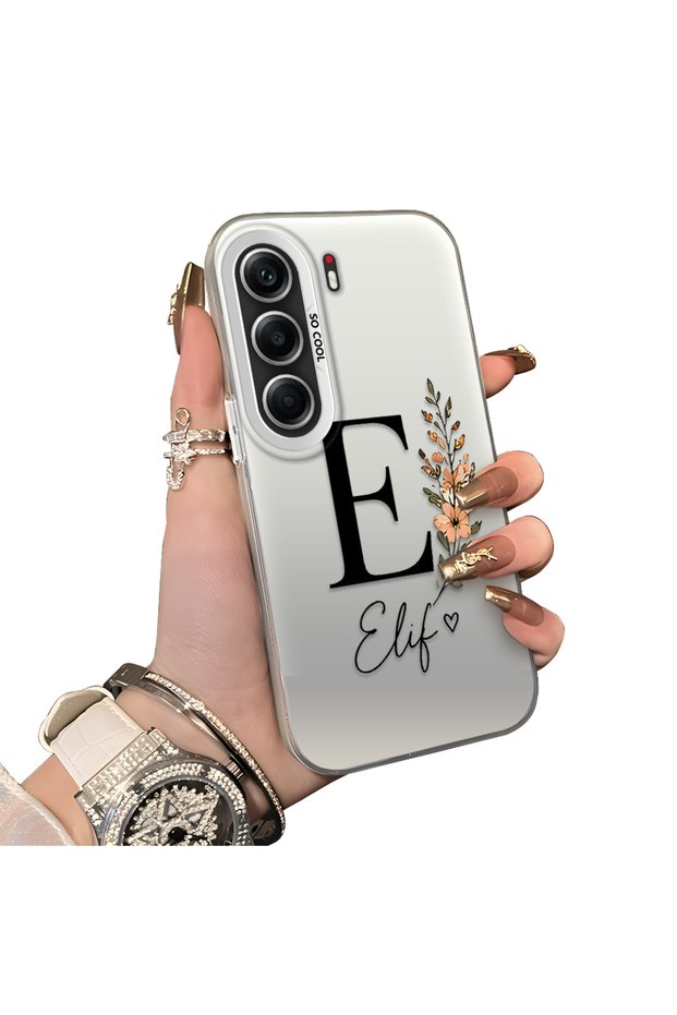 Tecno Camon 40 Pro 5g Cm7 Compatible Silicone Edge Hard Back Case Letter E Patterned Couple Phone Case