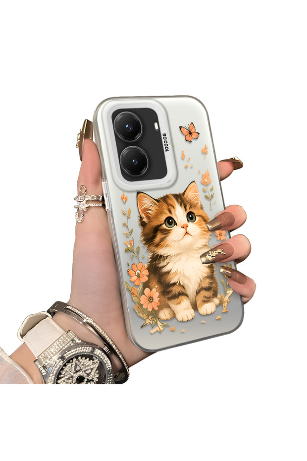 Poco X7 Pro Compatible Silicone Edge Hard Back Case Cat Pattern Lover Couple Phone Case