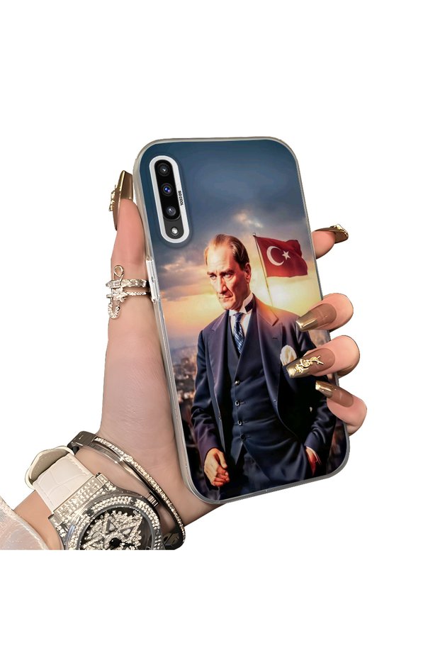 Samsung Galaxy A50S Compatible Silicone Edge Hard Back Case Ataturk Patterned Phone Case