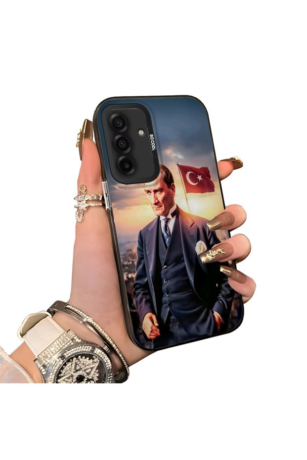 Samsung Galaxy A17 Compatible Silicone Edge Hard Back Case Ataturk Patterned Phone Case