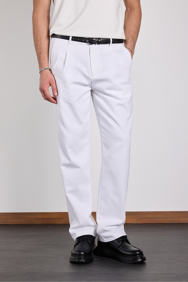Single-Pile Baggy Fabric Trousers