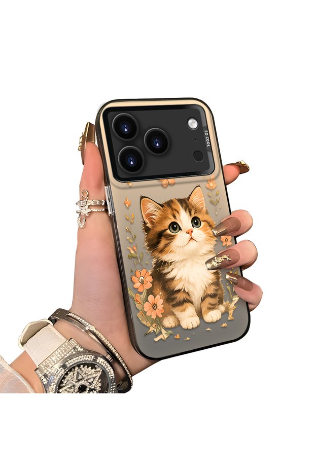 حافظة هاتف متوافقة مع iPhone 17 Pro مصنوعة من السيليكون بحافة صلبة وخلفية صلبة بنمط قطة للزوجين