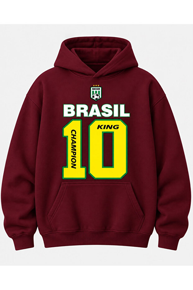 3 Thread Football Graphic Printed Oversize Hoodie – Hooded with Kangaroo Pocket
